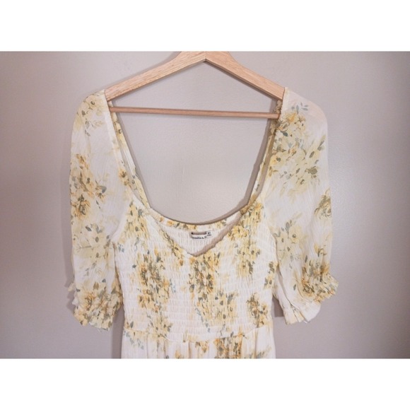 Abercrombie Fitch Milkmaid Cottagecore Floral Women's Maxi Dress Size MT - Picture 3 of 6